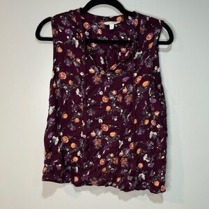 Lucky Brand Purple Plum Floral Sleeveless Blouse Tank Top